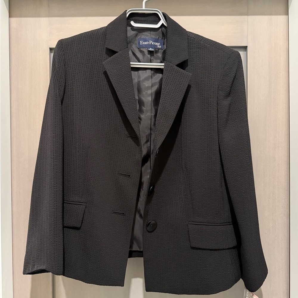 Evan Picone Textured Dark Blazer and skirt set for Woman - 2 piece set
